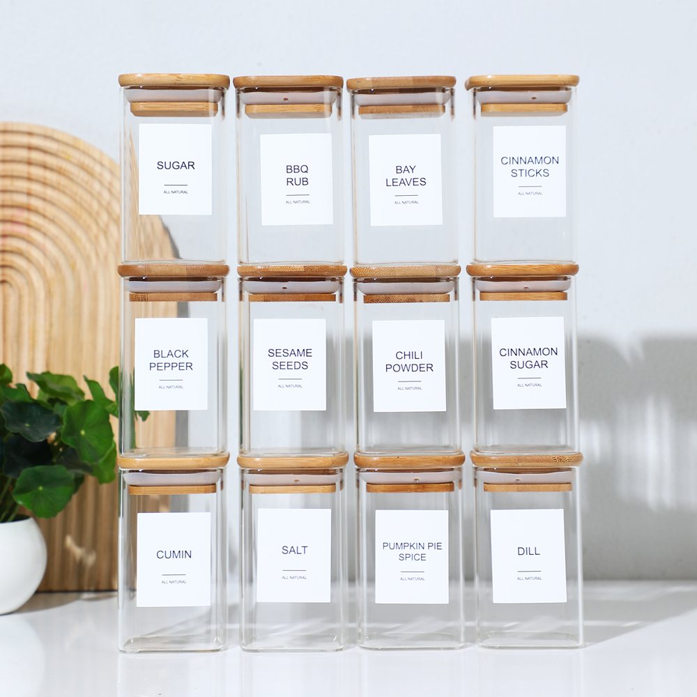 12-Piece Glass Spice Jar Set with Labels
